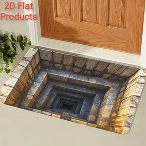 3D Optical Illusion Staircase Doormat - Non-Slip Welcome Mat with 3D Illusion Tunnel Effect, Durable Rubber Backing & Surface, Hand Washable Indoor/Outdoor Mat for Front Door, Entryway, Home