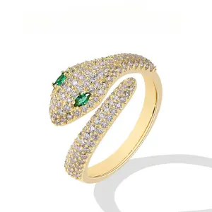 Snake shape  Synthetic  Ring With Green Stone for Women and Men Birthday Gift Party Fine Jewelry