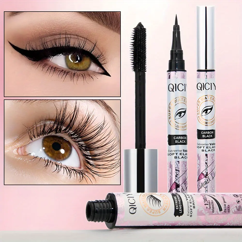 2 in 1 eyelashes + eyeliner long-lasting curl waterproof and sweat-proof