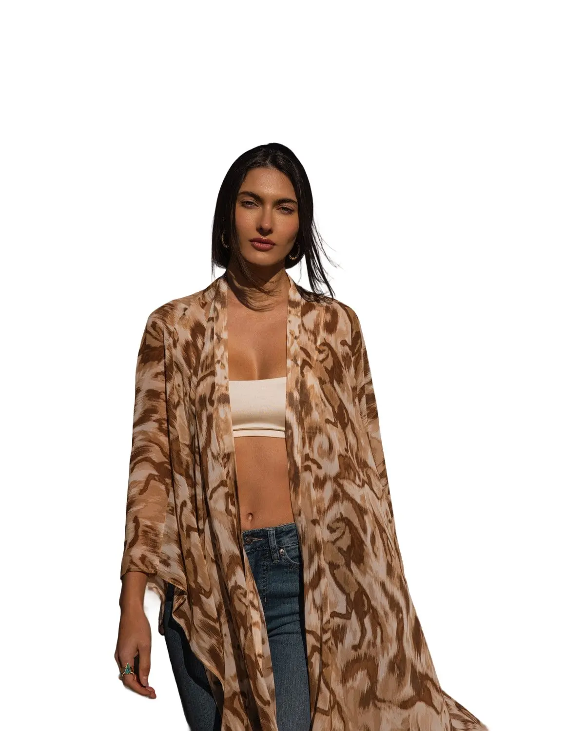 Shyanne Women's Women'S Horse Print Chiffon Kimono - Swsp26v13-Cof