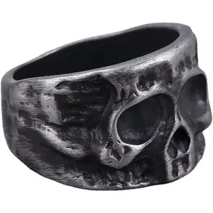 Antique Skull  Ring,  Skeleton  Band Ring for Egirl Eboy Punk Style , Retro Statement Skull  Ring for Women Men Biker Gothic Party Halloween Costume