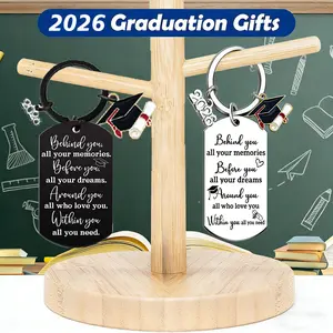 2026 Graduation Key Chain Gifts for Her Him Girls Boys, Class of 2026 Keychain Graduation Gifts for College Middle High School Graduates Daughter Son Inspirational Religious Christian Gift for Graduation Students(Silver/Black)