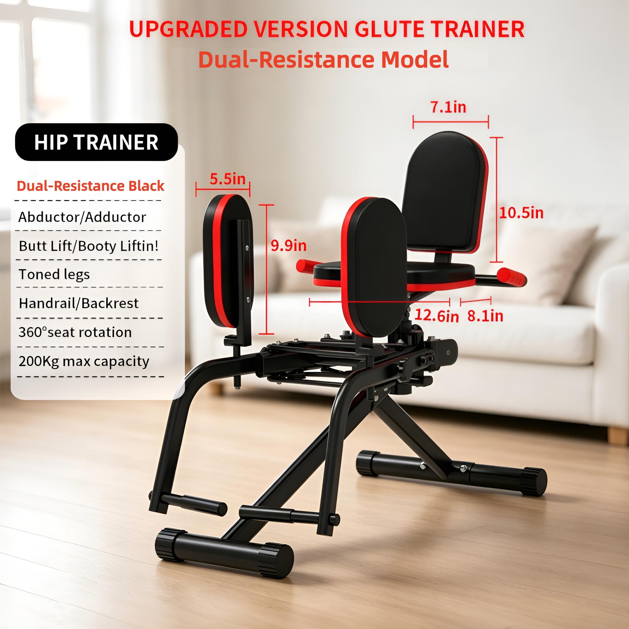 2-In-1 Dual-Resistance Cord Glute Machine - Hip Abductor  & Adductor Exercise Equipment - Adjustment Resistance Levels For Glute Strengthening, For Home Use, Upper Back Exerciser, Thigh Workout Equipment for Hip Sculpting & Butt Lifting SpringStatements