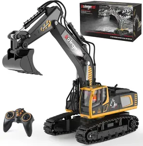 kolegend Remote Control Excavator Toy 16 Inch, 9 Channel RC Construction Vehicles Hydraulic Haulers Digger Toys Gift for 6 7 8 9 10 Years Old Kids Boys