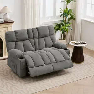 JONPONY Loveseat Recliner, Reclining Sofa with Cup-Holders, 2-Seater Couch for Living Room, Grey