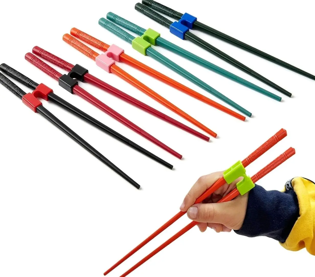 Reusable Chopsticks for Beginner- Fiberglass Training Chop sticks, 10 Pairs Non-Slip Chopsticks Helpers Set, Japanese Chop Sticks Dishwasher Safe