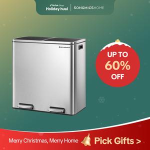 【Holiday Haul】SONGMICS Stainless Steel Trash Can Garage Can Multi-Compartment Plastic Inner Buckets and Hinged Lids Soft Closure Kitchen