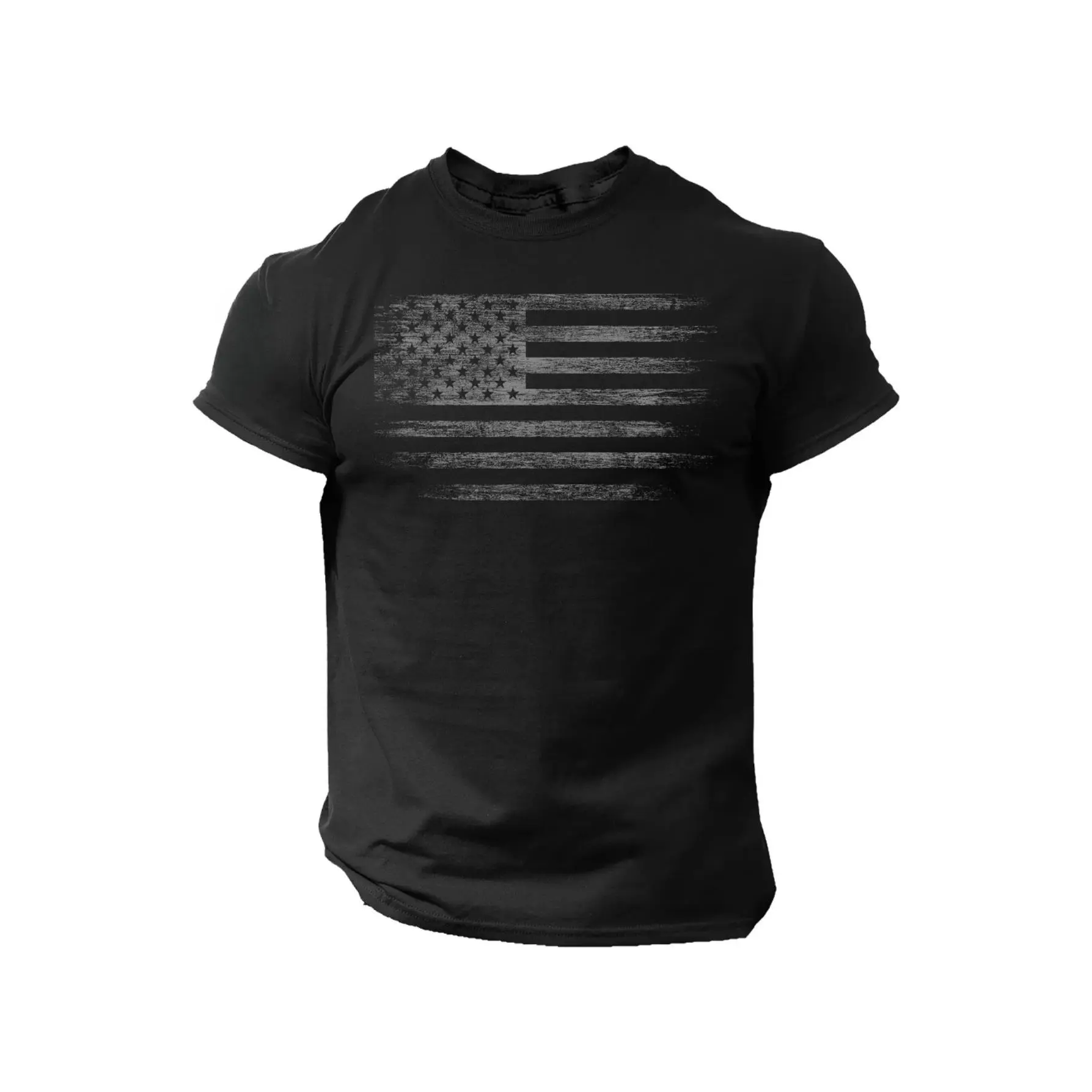 USA Distressed Flag Men T Shirt Patriotic American Tee 100% Cotton T-Shirt Unisex Clothing Everyday T-Shirt Gift for Friends Parents Classmates Novelty T-Shirt for Men