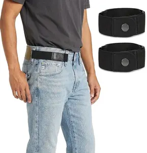 Men's 2-Loop No-Buckle Elastic Belt Accessory, 1.5-In Wide, Side-Entry Design, Unisex Fit for Belt Loops