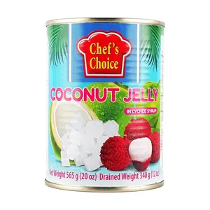 CHEF'S CHOICE Thai Lychee Jelly Coconut Jelly in Syrup - 565g Can for Fruit Salads, Milk Tea, Baking & Desserts