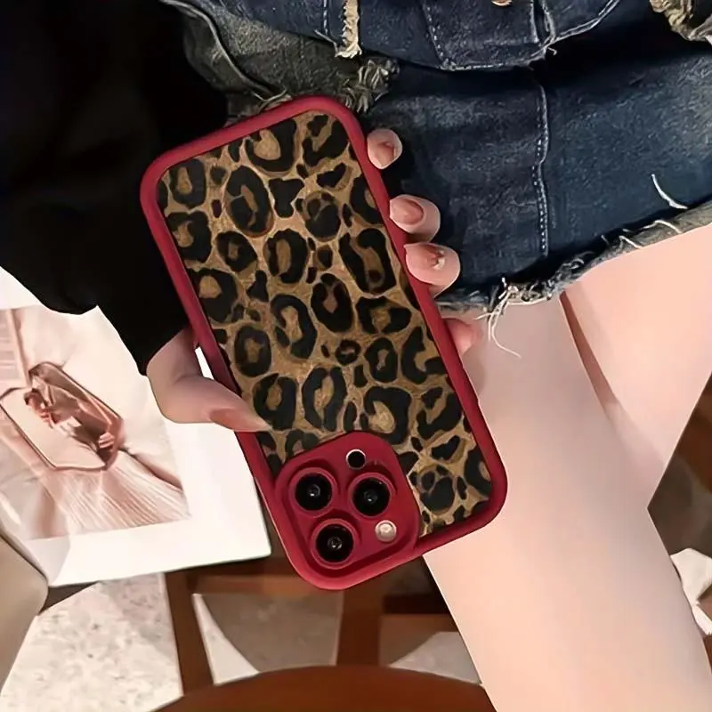 for iPhone 13 Fashion Leopard-print Pattern Phone Case, Anti-drop Cellphone Protective Case, Total Protective Shockproof Mobile Phone Cover for iPhone X XS XR 11 12 13 14 15 16 17 Pro Max Plus