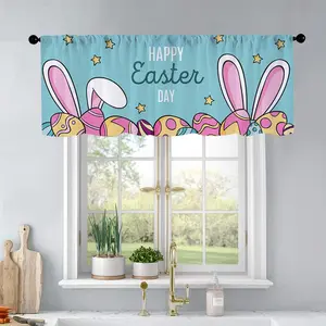 1Pc Abstract Rabbit Ears Easter Rabbit Eggs printed kitchen curtains living room bedroom bathroom home decoration 54 * 18 inches