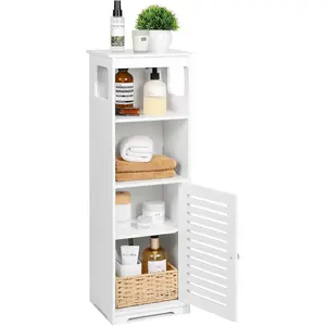 Bathroom Waterproof Cabinet,White Floor Standing Storage Cabinet Home StorageFurniture Shelf,Suitable for Toilet Bedroom Kitchen Living Room,75x22x20cm