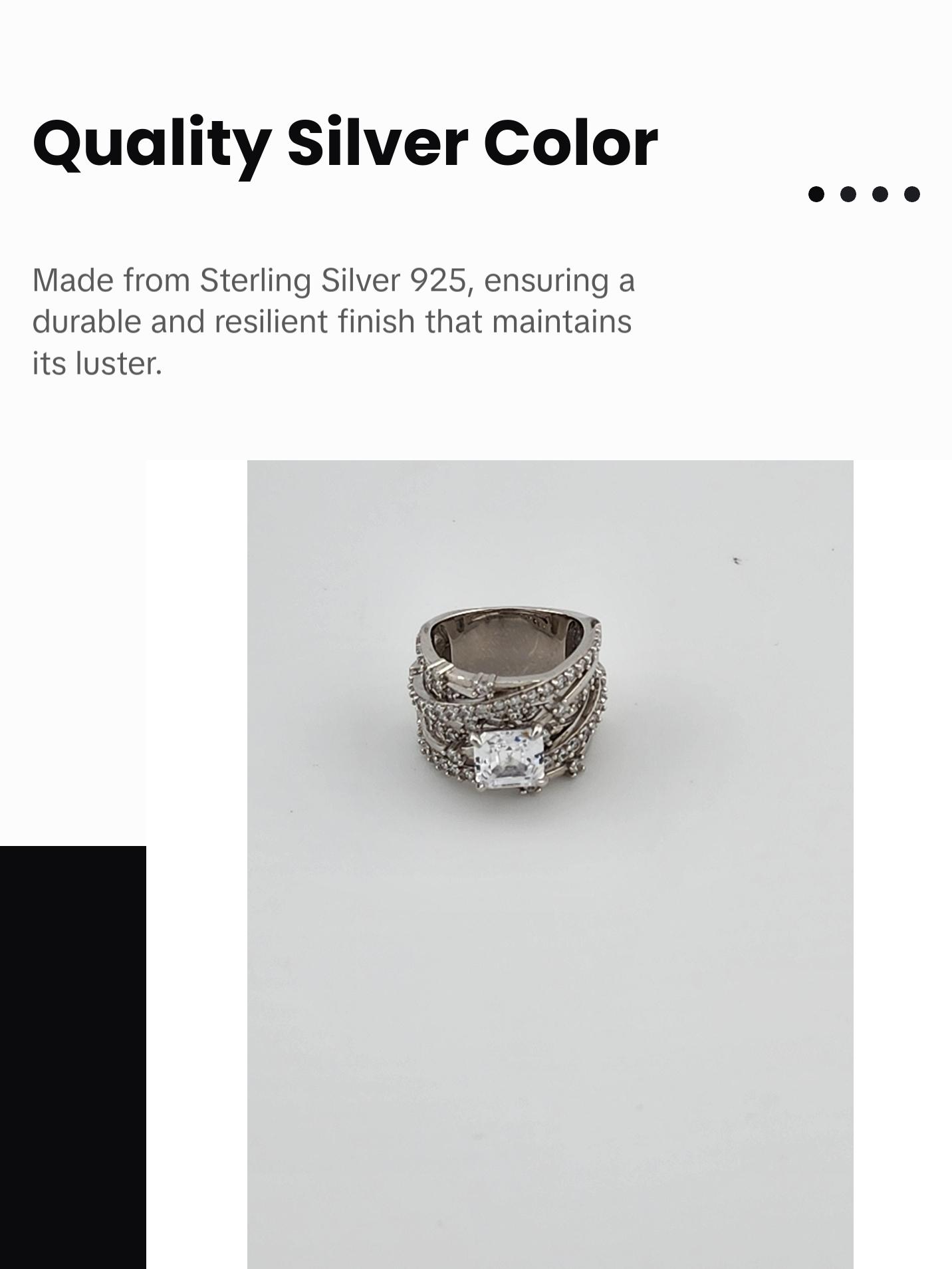 Brand New Sterling Silver 925 Square gemstone Crossover Ring