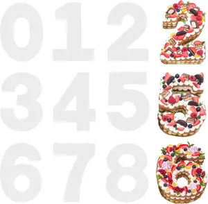 12 Inch Large Size Number Cake Mold Baking Forms Moulds, 9 Pieces 0-8 Cake Number Stencils Flat Plastic Templates Cake Cutting Number Mold Numerical Stencils for DIY Numbers Cakes Cookies Pastry