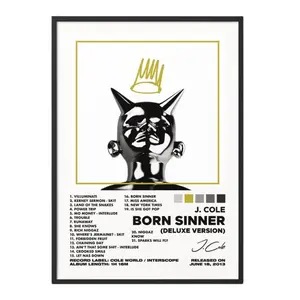 2 Color Options - J. Cole - Born Sinner (Deluxe Version) Album Poster No Frame / Album Cover Poster / Music Gift / Music Wall Decor / Album Art / Decor Home