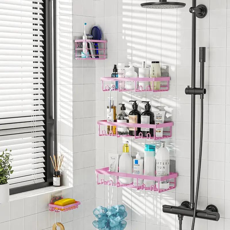 Modern Adhesive Wall-Mounted Corner Shower Organizer Shelves 5-Pack - Rust-Resistant, No-Drill, Durable Bathroom Storage for Shampoo, Soap | Modern, Multi-Piece, Piece Set Shower Accessories for Apartments, Kitchens, Modern Shower Accessories, Multi-Piece