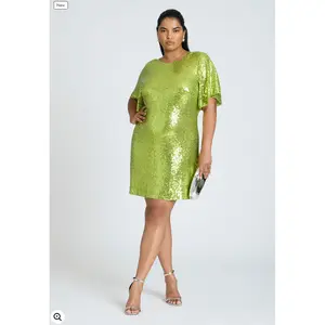 ELOQUII Women's Tee Sequin Mini Dress