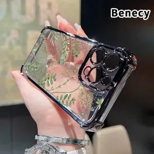 Four Corner Anti-Fall Forest Full of Stars Pattern Phone Case for iPhone 16 Pro Max 15 Plus 14 13 12 11 E Shockproof Transparent Electroplated Protective Cover