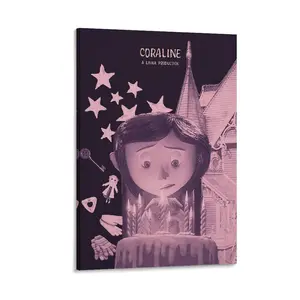 Coraline's Movie Poster,Fine - Textured Canvas Print for Home Decor, Bedroom Aesthetic Statement Poster Canvas Poster Bedroom Decor Sports Landscape Office Room Decor Gift Frames Ornaments Wall Decoration