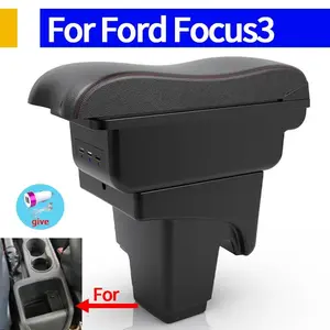 For Ford Focus 3 Mk3 2011-2020 -Car Armrest Box Leather Arm Rest Center Console Storage Car Console Organizer