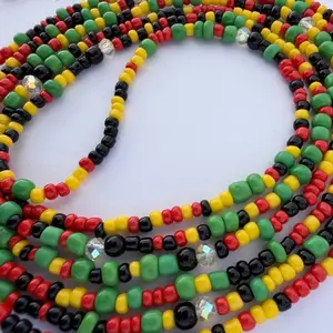 Waistbead- this is 1865 and she has red yellow screens and black cheese is 60 inches long fits up to a 4X you can customize this to be up to 70 inches. This is for everyone.