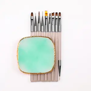 Set of 9 Nail Art Pens and Color Palette, Professional Manicure Tools for Creative Designs, Essential Kit for Nail Artists, Resin