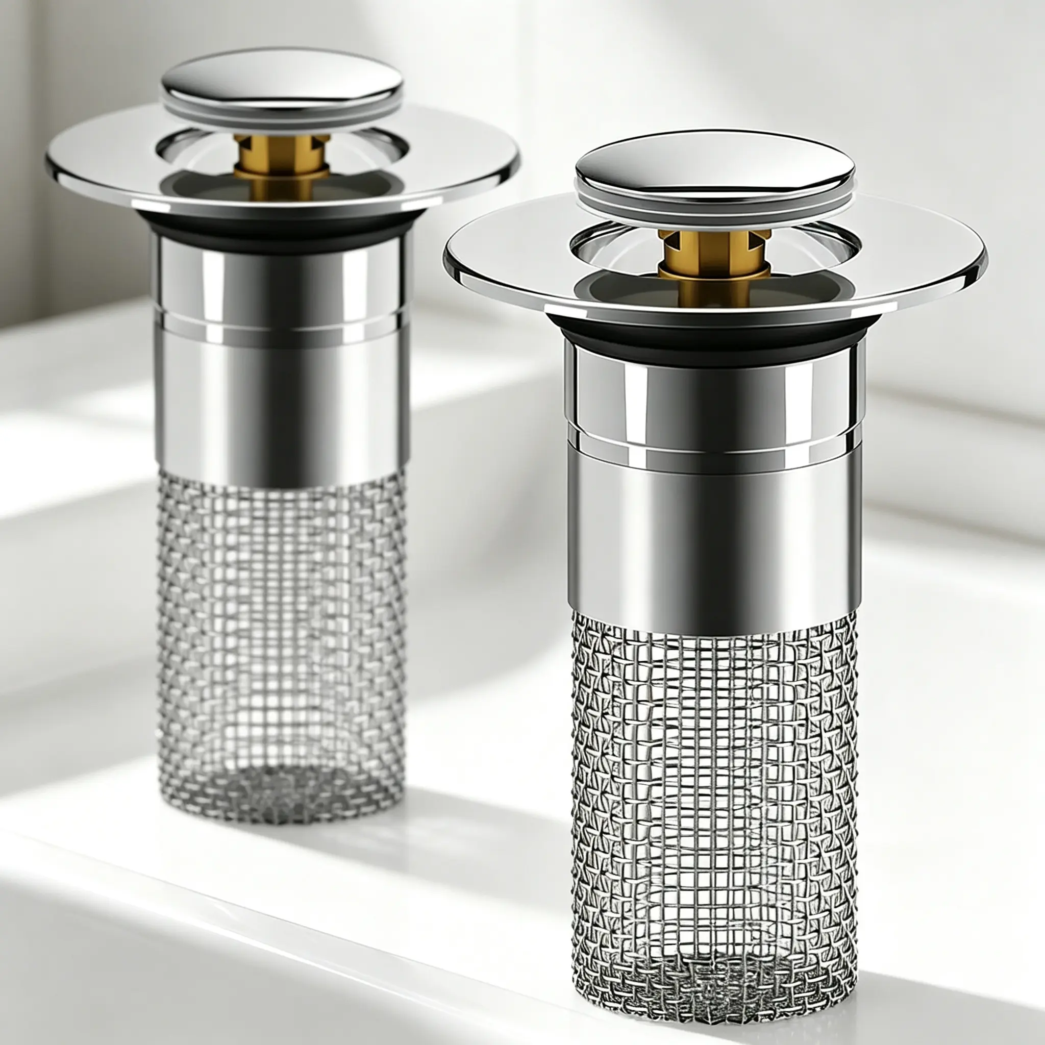 304 Stainless Steel Press Pop-Up Drain Stopper - Removable Hair Catching Filter Basket, Anti-Clog Accessory for Standard US Bathroom Sinks, Easy-Cleaning Replacement