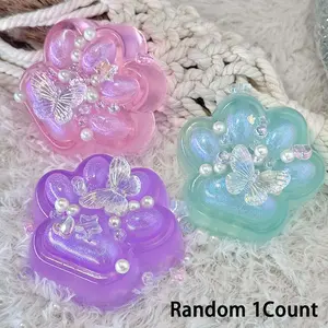 1 Count Squishy Cat Paw Squeeze Toy, Cute Glittering Paw Squishies for Stress Relief, Soft Fidget Toys for Parties and Birthdays, Glittery Squishies