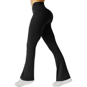 Women's Flare Yoga Pants V Waist Flared Leggings High Waisted Bootcut Workout Pants Tummy Control