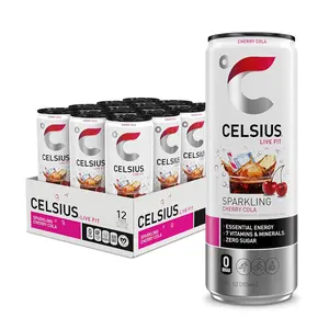 Celsius Sparkling Cherry Cola Energy Drink Sugar Free 12 Fl Oz Pack of 12 Zero Sugar Low Calorie Essential Energy Drink