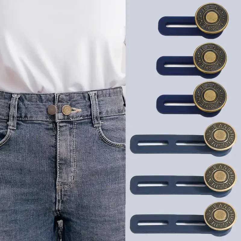 20Pcs No Sew Jeans Button Extenders Durable Adjustable Pants Waistband Extension Unisex Flexible Waist Expanders For Denim Trousers Daily Clothing Repair Accessories