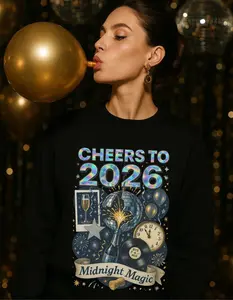 Midnight Magic Crewneck Sweatshirt - Cheers to 2026, New Year Celebration, Cozy Gift, Unisex Apparel, Holiday Fashion
