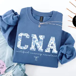 Blue Toile CNA Sweatshirt or Hoodie: Healthcare Certified Nursing Assistant Crewneck holiday outfits women
