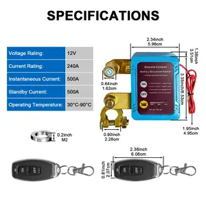 Upgraded 12V Remote Battery Disconnect Switch with Digital Voltage Display, Anti-Theft Protection, Free Install Kit for Car, Vehicle Engine Battery Drain Protection