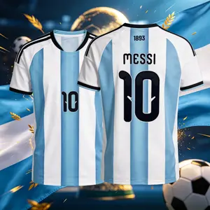 10# Messi 2026 Argentina Home Short Sleeve Soccer Jersey Blue and White Casual
