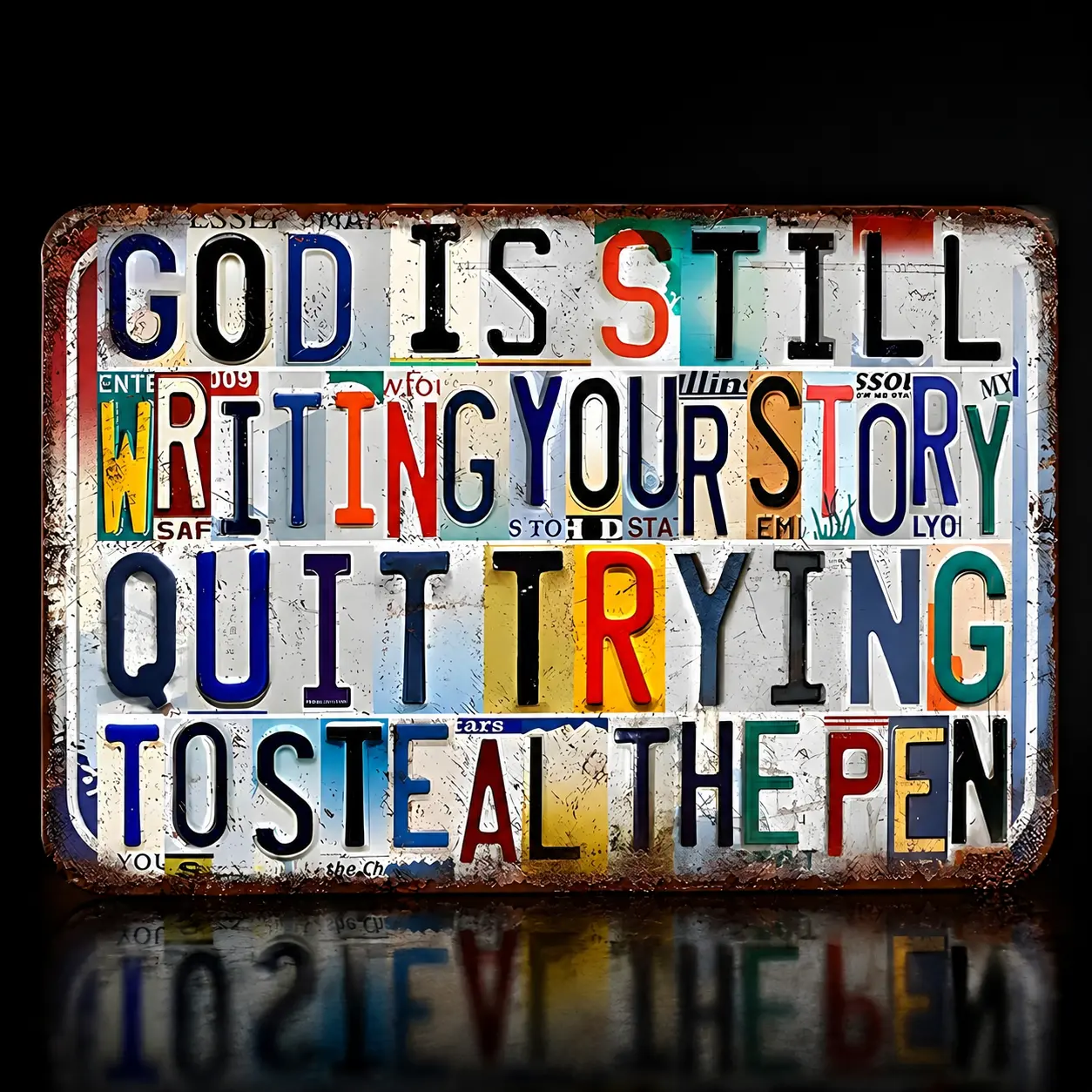 8x12 in Aluminium "God Is Still Writing Your Story" Vintage Collage Art Wall Decor Plaque, Christian Rustic Look Door Hanger, Universal Inspiring Faith Home Supply Sign, Gift for Room