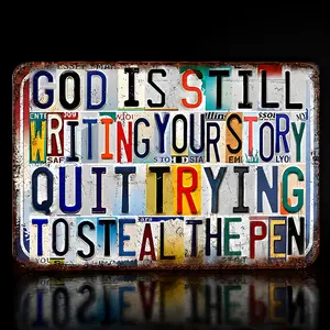8x12 in Aluminium "God Is Still Writing Your Story" Vintage Collage Metal Sign, Christian Rustic Design Wall Decor Plaque, Inspiring Faith Home Supplies, Door Hanging Sign, Gift for Room Yard Sign