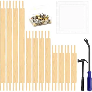 ZOCON 12 count Needlepoint Stretcher Bars with 3 Sizes, Wooden Stretcher Bars for Needlework Needlepoint Embroidery Stitch Frame, Include 6 count of Needlepoint Canvas and Other Needlepoint Accessories
