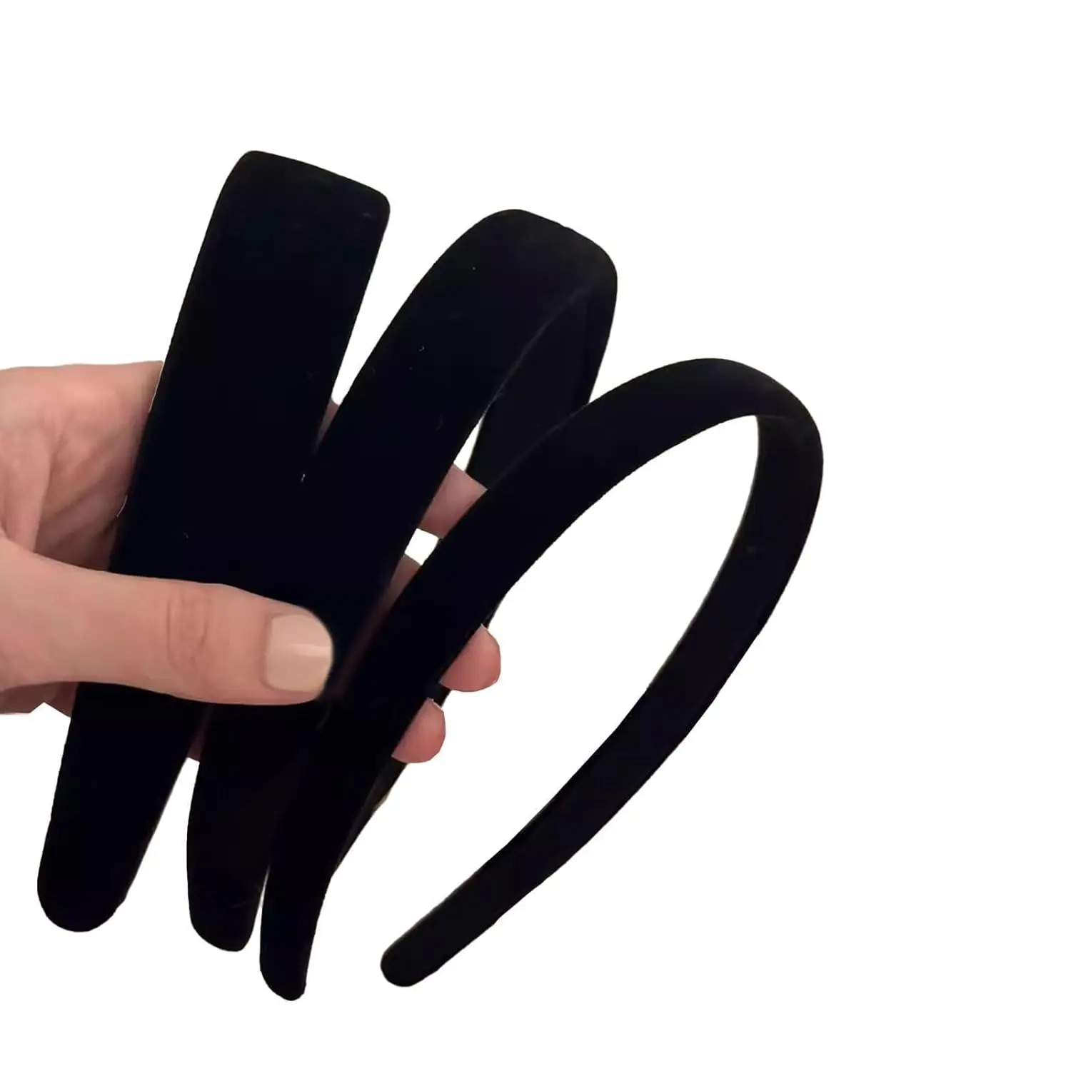 Black  Padded Headbands for Women, Soft Simple Headband for  and Teens, Plain No Teeth Thick Hoops Hair Accessories
