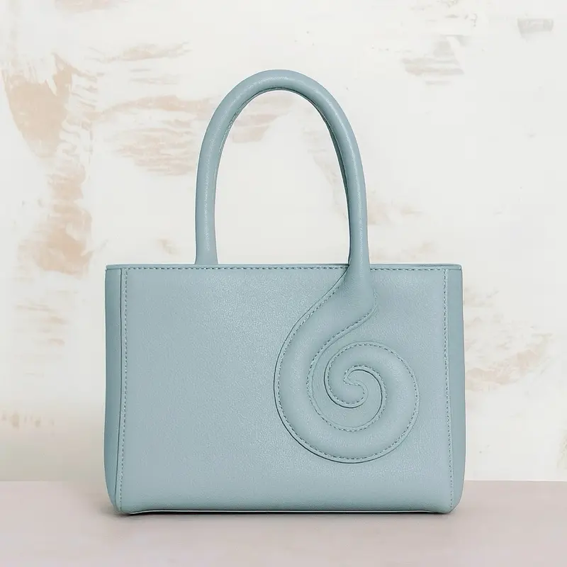 FUFAN: Storm Leather Handbag with Unique Spiral Design and Comfortable Grip Handles
