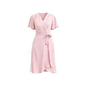 Charming Front Bow Tie Woven Mini Dress