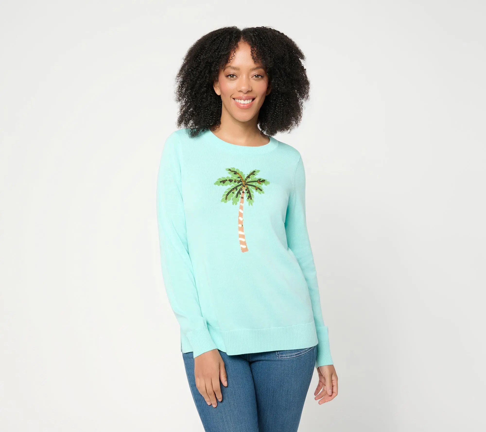Belle Beach by Kim Gravel Boardwalk Prep Sequin Trim Sweater