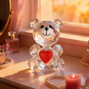 This Crystal Bear Sparkly Desktop Ornament, Home Decor Ornaments That Melts Hearts! Perfect Holiday Gift for Family, Durable, Eye-Catching. Brighten Up Any Desk Cute Desktop Decoration