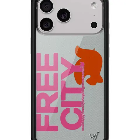 Madhappy x Freecity Limited Edition Customized Handmade iPhone 15 Case - Grey & Pink Durable Rubber-Polyurethane Phone Protective Cover, Shockproof Accessory