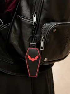 Gothic Style Coffin Bat Embroidered Keychain, Perfect Birthday Gift, Christmas Present, Unique Gothic Accessory, Stylish Keyring