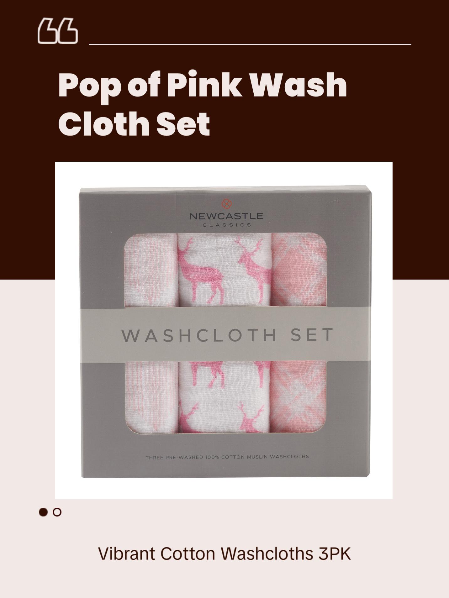 Pop of Pink Wash Cloth set 3PK