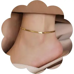 Elegant Herringbone Snake Chain Anklet/Bracelet 3mm/5mm Width Stainless Steel/18K Gold/Rose Gold Plated/Black 4 Color Options, 8.3inch 8.5inch 10.5inch Lengths, with Gift Box