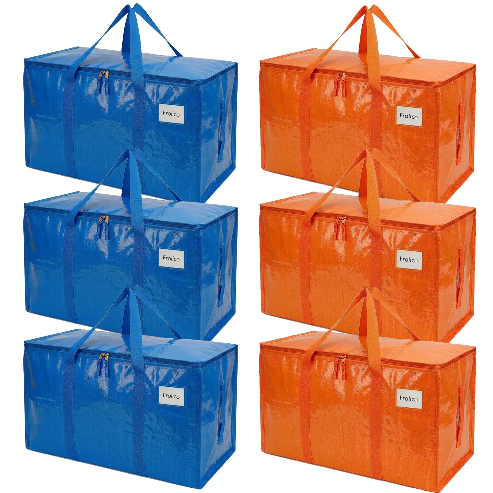 24 Gallon Heavy Duty Foldable Moving Bags, Waterproof Storage Bags with Handles, Zipper and Label Pocket for Camping