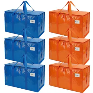 24 Gallon Heavy Duty Foldable Moving Bags, Waterproof Storage Bags with Handles, Zipper and Label Pocket for Camping outdoorfun